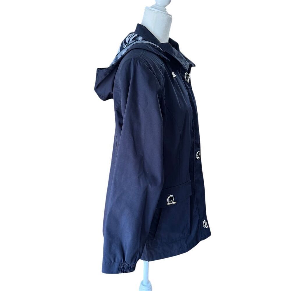 Mackintosh New England Blue Hooded Rain Coat Jacket Size Medium - Picture 8 of 15